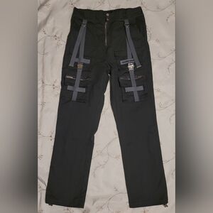 Maniere De Voir Dark Grey Strap Detail Tactical Cargo Pants 12